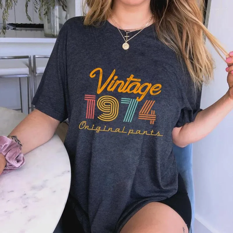 Women's T Shirts Vintage 1974 Shirt Women Summer Tops Cotton Graphic Tee Funny T-shirt Hip Hop Streetwear Female Clothing