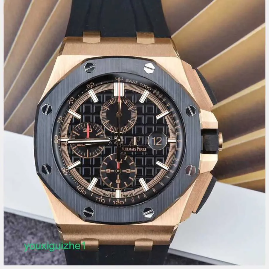 AP Watch Top Machinery Watch Royal Oak Series Automatic Mechanical Watch مع عرض تاريخ توقيت Flyback/Backward Jump 42mm 26470SO.OO.A002CA.01