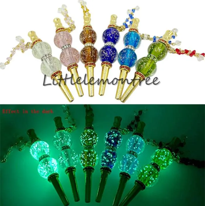 Belle mode bijoux incrustés à la main lumineux en métal Shisha bouche narguilé filtre pointe narguilé embout lueur dans le noir6173675