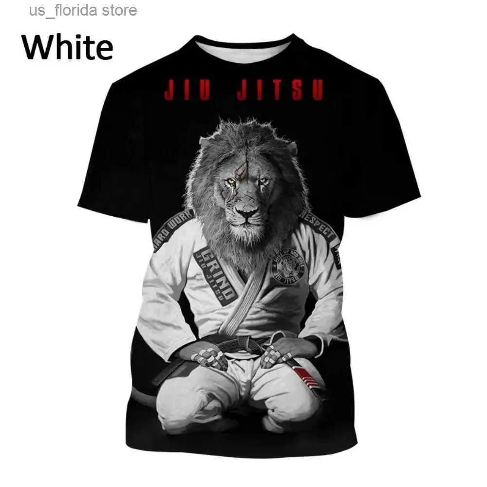 Camisetas para hombres Nuevos hombres camiseta moda corta Slve estilo Harajuku brasileño Jiu-Jitsu Animal camiseta masculina Jiu-Jitsu entusiasta Strtwear Top Y240314
