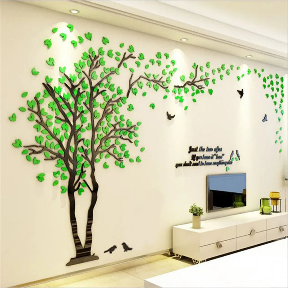 Klistermärken 3D Tree Acrylic Wall Stickers Creative Diy Art Mural Decoration Stickers Lämpliga för vardagsrum Bakgrund Väggdekoration