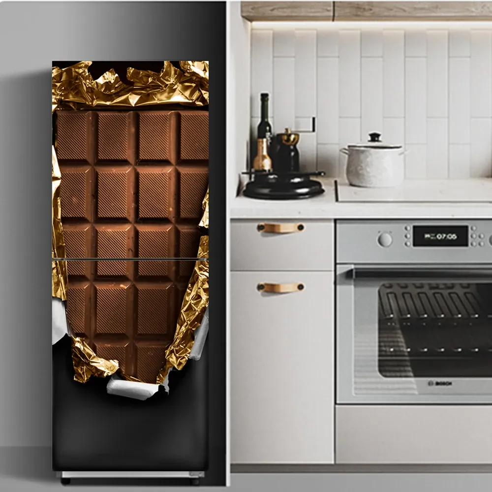 Klistermärken choklad kylskåp klistermärke dörrtäcke för kök mat frukt vegetabilisk lim vinyl kylskåp klistermärken dekaler 3d konst väggmålningar