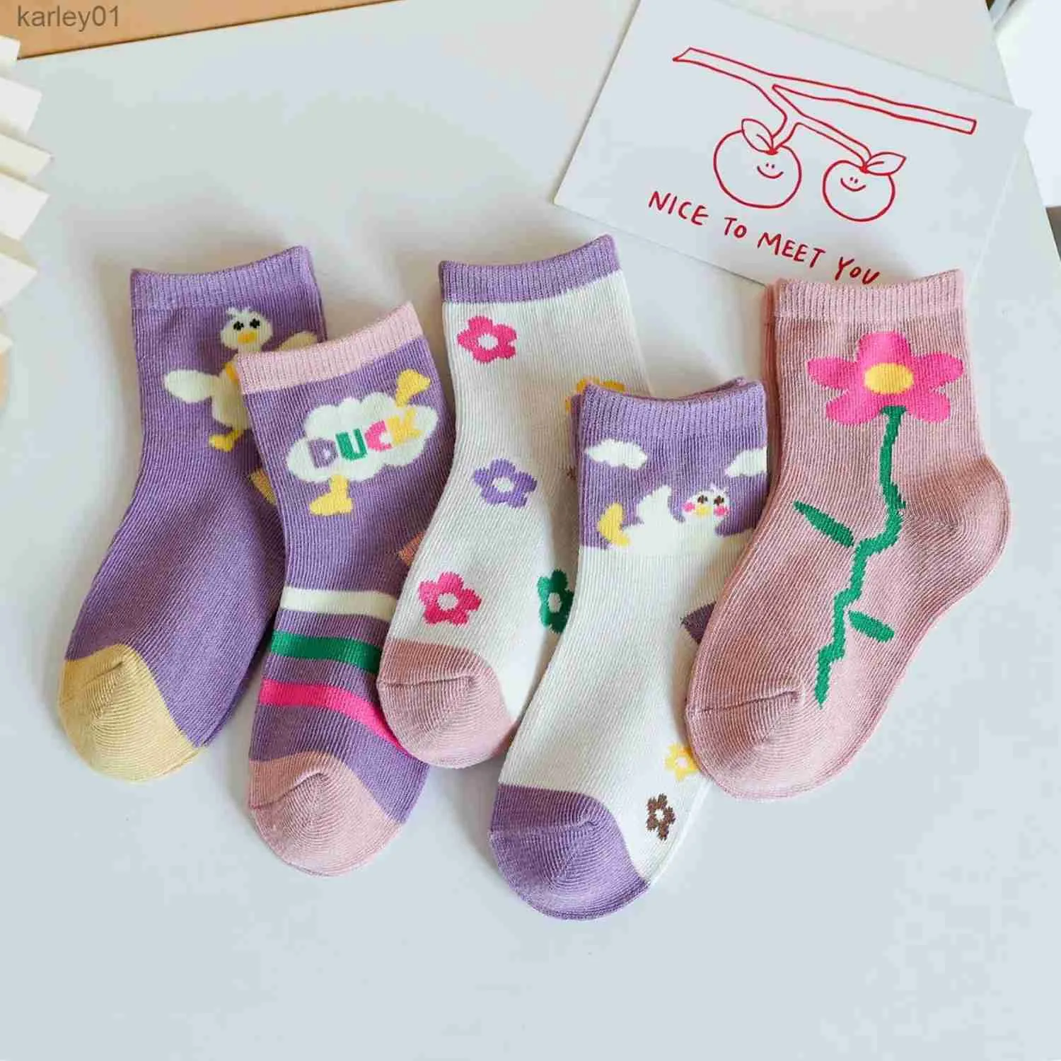 Skarpetki dla dzieci 5 par Socks Girl Socks Śliczne na wiosnę 1-12Y Skarpetki dla dzieci YQ240314
