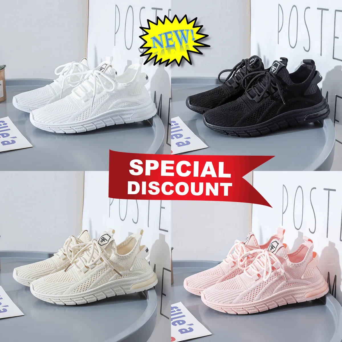 Designerskor Kvinnor Sport Bright Mesh Table Zan Bekvämt andningsbara utomhusvita löpande sneakers Travel GAI Storlek 35-41