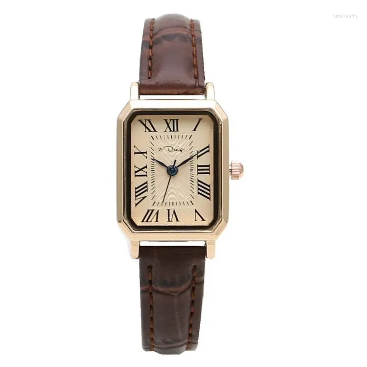 Montres-bracelets Femmes de luxe Montre Simple Chiffres romains Petit cadran Montres à quartz Dames Rectangle Niche Horloge Femme Vintage Reloj Montre-bracelet