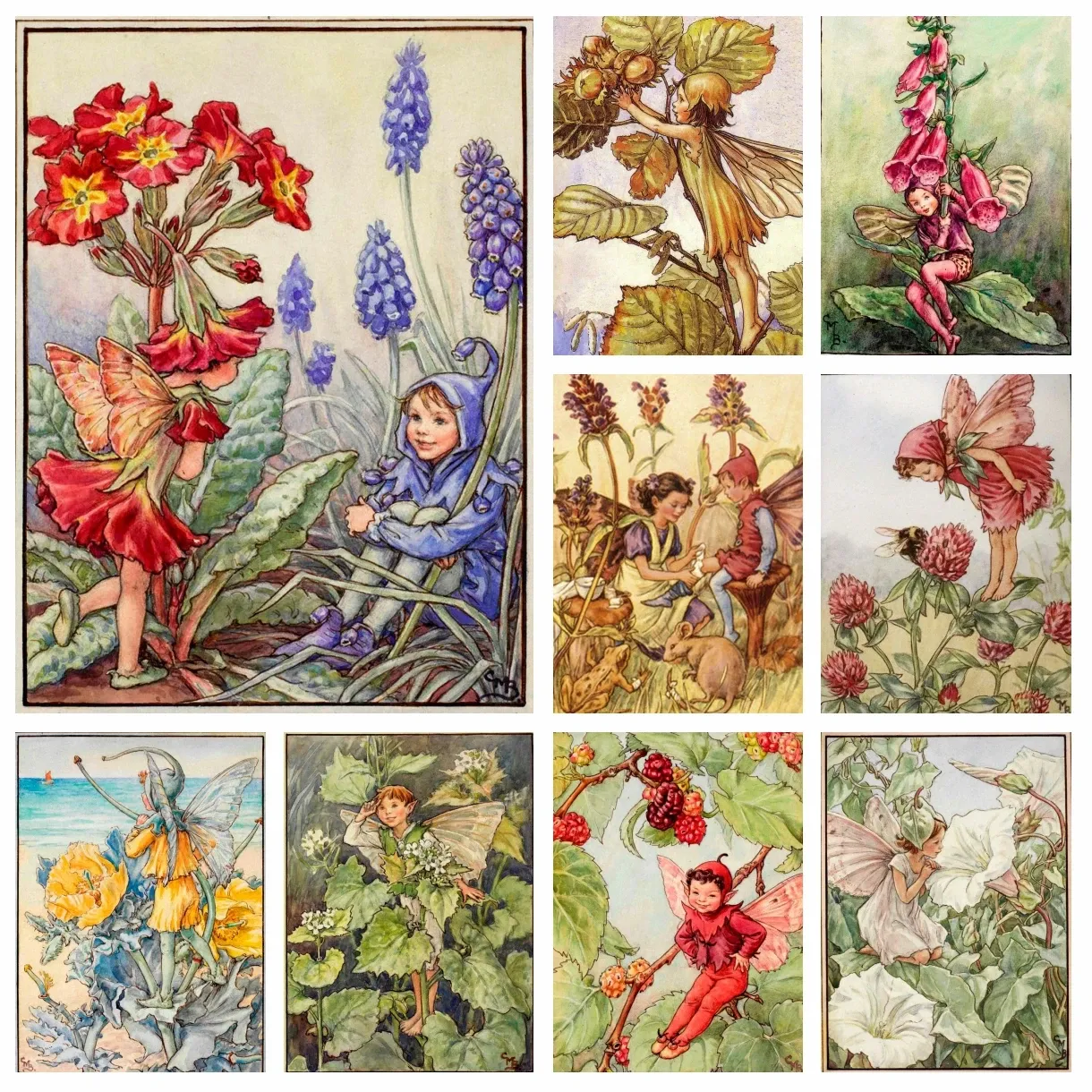 Stitch Famous Painter Cicely Mary Barker Art Painting Diamond Embroidery Kits Flower Butterfly Fairy Cross Stitch Mosaic Bedroom Decor