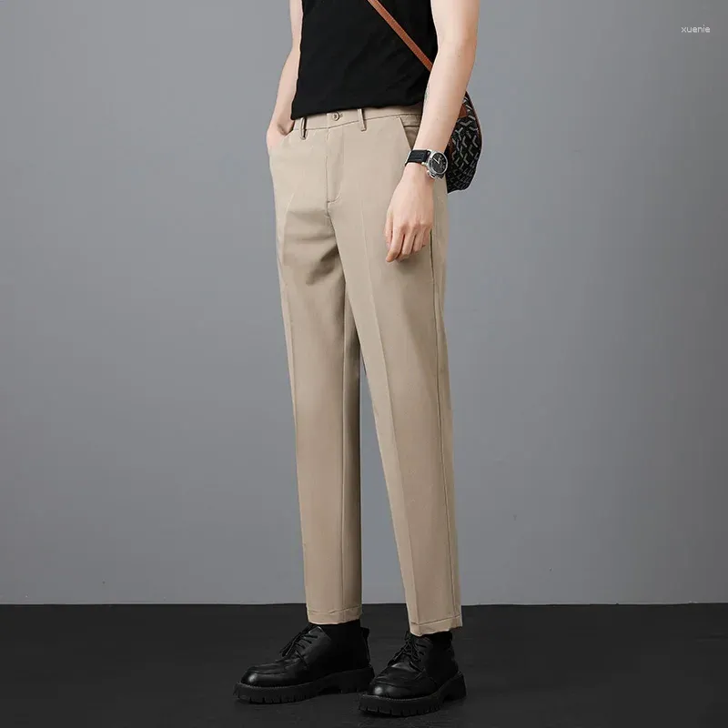 Männer Hosen Männer Knöchel Casual Western Hosen Koreanische Dünne Gerade Neun-viertel Japanische Streetwear
