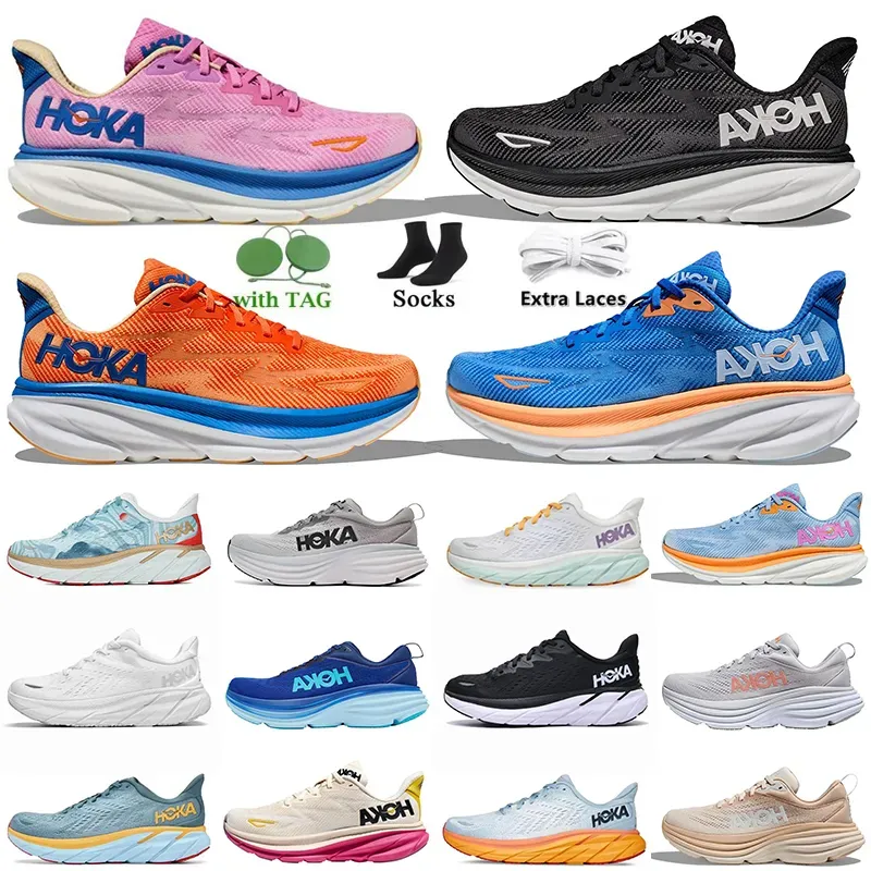 HOKA ONE One Bondi 8 Running shoes Women Men Clifton 8 9 Triple White Athletic Shoe Shock Absorbing Road Fashion Sneakers highway climbing plate-forme Size 36-45