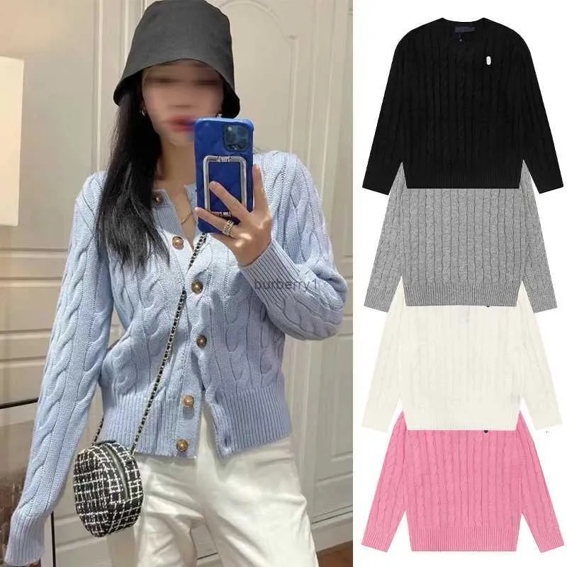 Luxury Autumn and Winter Womens Sweaters Designer Casual Ralphs runda hals långärmad tröja twist pullover ponny broderi tops