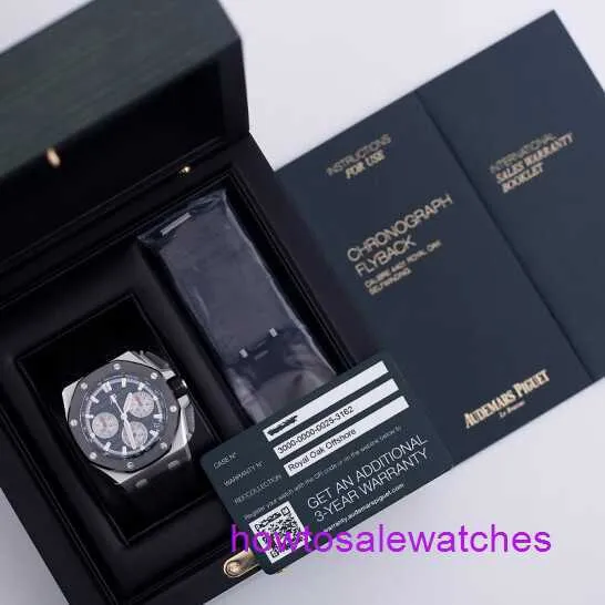 AP Wrist Watch Fancy Watch Epic Royal Oak 26420So Black Plate Chronograph Mens Fine Steel Watch Automatic Machinery Swiss Famous Watch Luxury Date Display Diameter