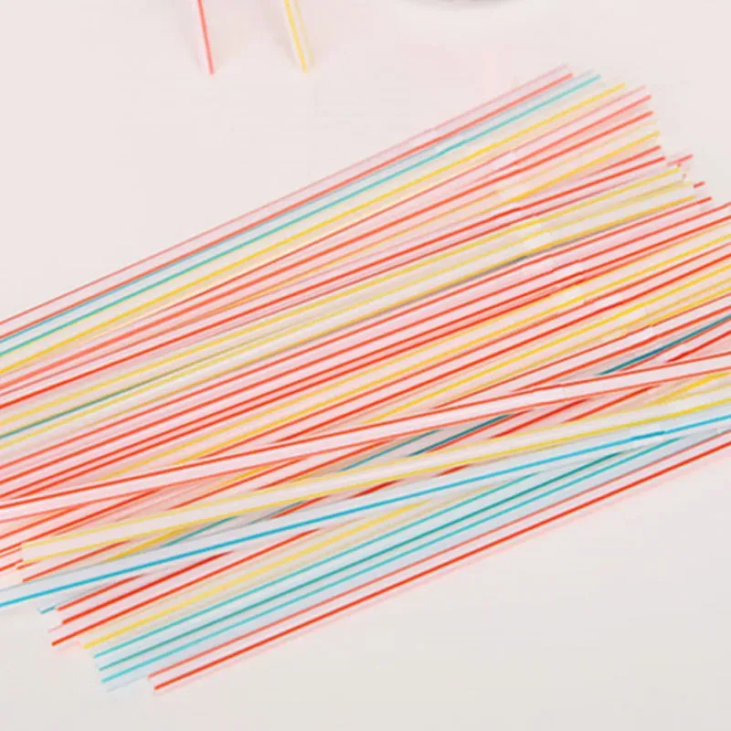 /bag Disposable Plastic Drinking Straws 20.8*0.5cm Multicolor Bendy Drink Straw For Party Bar Pub Club Restaurant