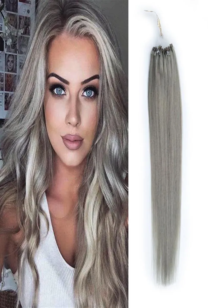 Brazylijskie dziewicze mikro włosy Pętla przedłużanie mikro pierścień włosy PRZEDSTAWY RAMY REMY Human Hair Kolor 100G100S 14Quot24quot F9142536