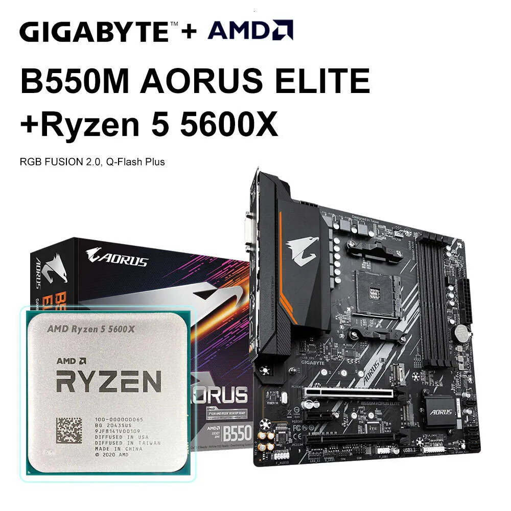 AMD Ryzen 5 5600X R5 5600X CPU + Gigabyte B550M Aorus elite zestaw płyty głównej DDR4 128 GB Gniazdo AM4 M.2 SATA III 4000 (OC) MHZ