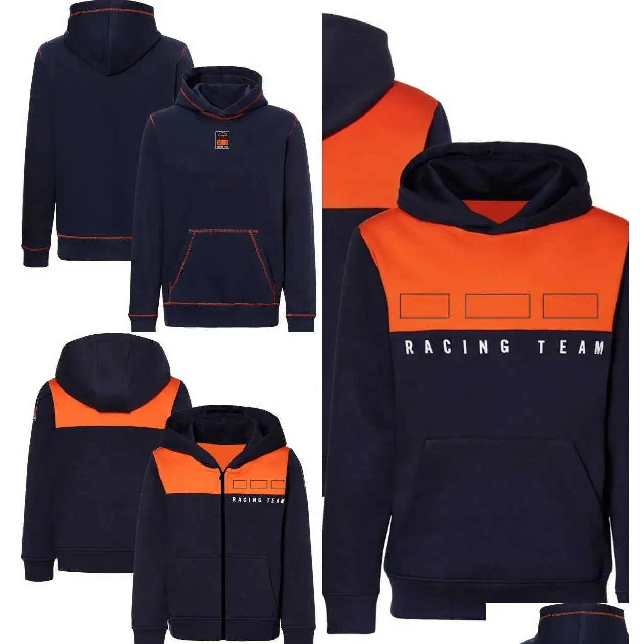 Abbigliamento moto 2023 Moto Team Zip Felpa con cappuccio Grande Nero Arancione Motocross Felpe con cappuccio Moda Rider Felpa Off-Road Sport Sudore Otmig