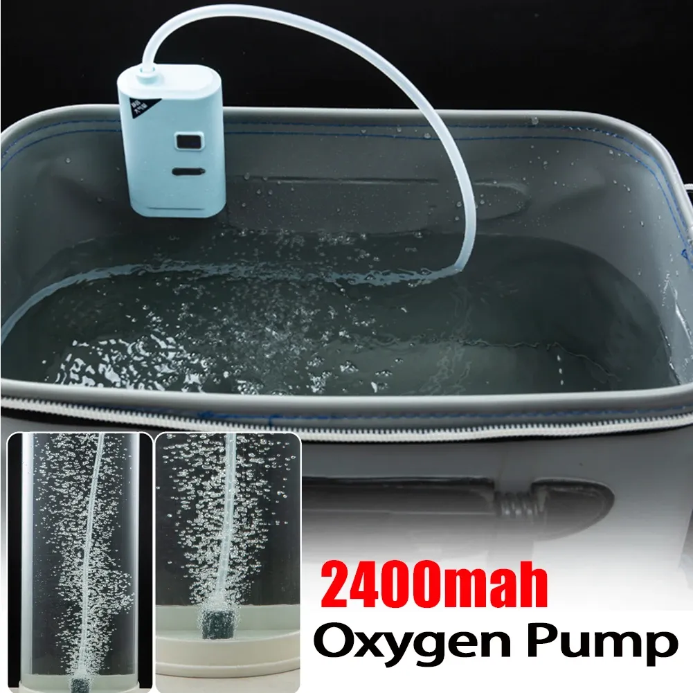 Tillbehör Syre Pump Aquarium Air Pump Ultra Tyst syre/luftning Pump USB Laddningsbar syresatt Fish Tank Pump Portable för fiske