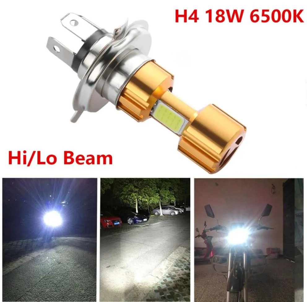 H4 18W LED 3 Cob DC 12V Beyaz Motosiklet Far Ampulü 2000lm 6500K Hilo Beam Yüksek Güç Süper Parlak Işık Lambası8422904