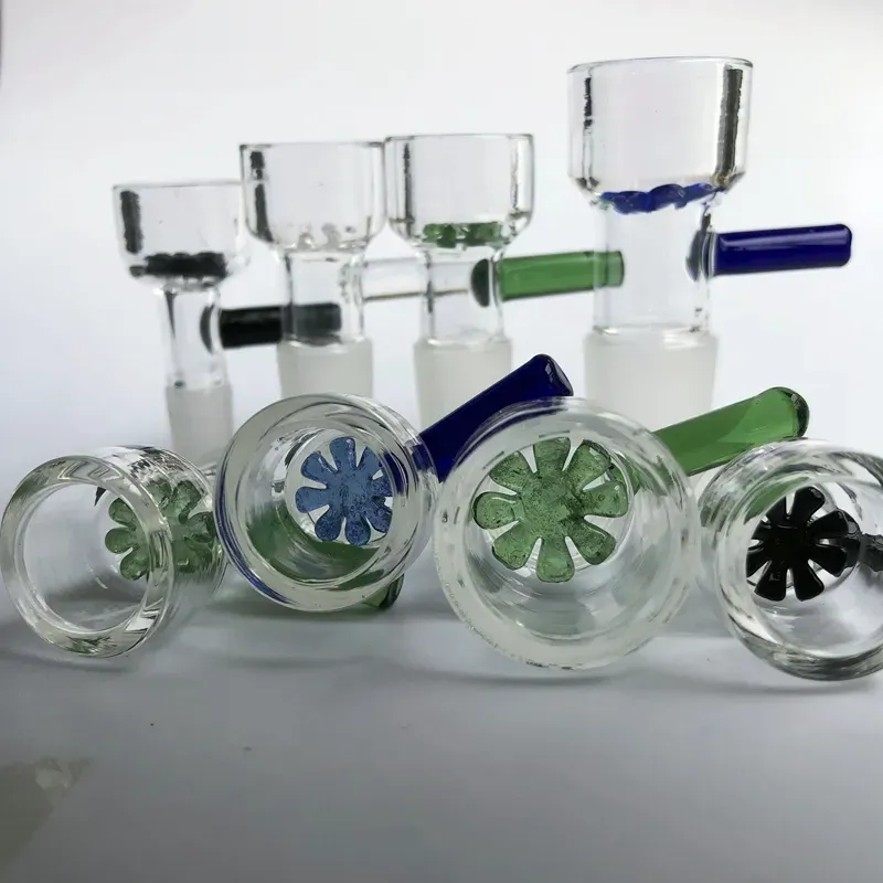 DHL Free wholesale slide glass bowls 10mm 14mm 18mm with snowflake filter bowl for Glass Bongs and Ash Catcher Glass smoking Bowl