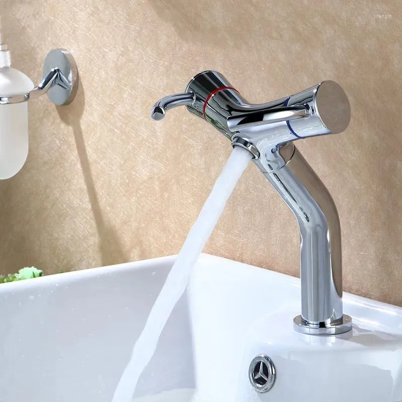 Bathroom Sink Faucets Chrome Solid Brass Faucet High Quality Single Hole Cold And Water Mixer Tap