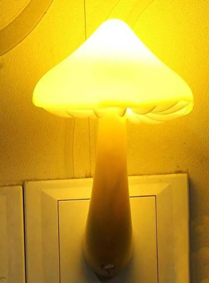 Novelty Items Automatic Sensor LED Night Light Plug In Mushroom Shape Bedroom Lamp US EU For Kids Yellow Pink Blue Green Gradient3898169