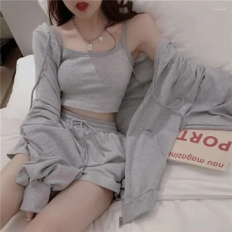 Mulheres sleepwear qnpqyx lounge wear mulheres 3 peças verão conjuntos de pijama camisola ternos com shorts casa roomware