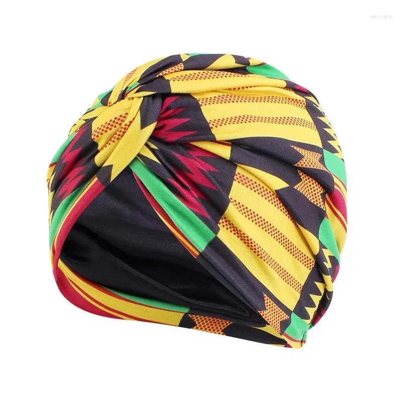 Ethnic Clothing Satin Lining Twist Knot Muslim Women Bonnet Hijab African Print Chemo Cap Underscarf Turban Beanies Arab Hat Femme Headwrap