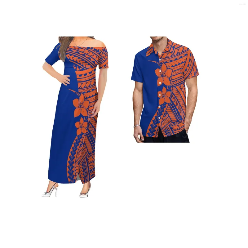 Festklänningar Ankomst Tonga Samoan Hawaiian Polynesian Women Slit Prom Off Shoulder Casual Dress