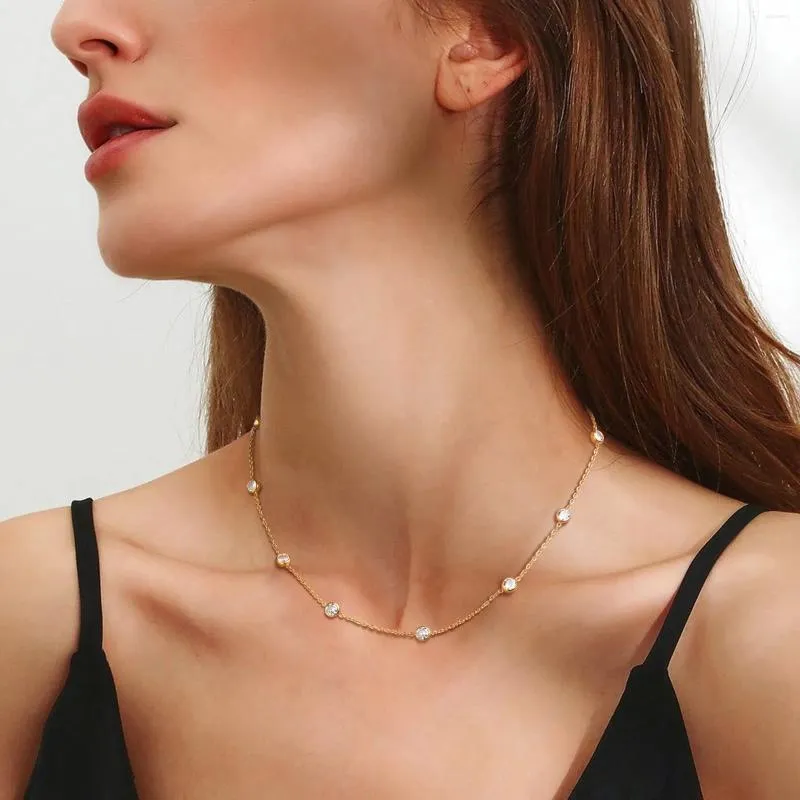 Chaînes Colliers de bijoux de mode féminin Ajustement Chicaire en acier inoxydable plaqué Gol