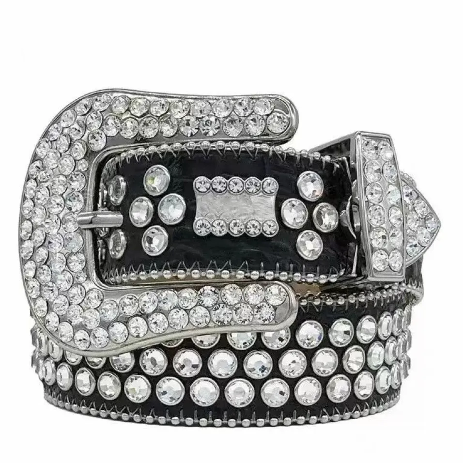 2022 Designer BB Belt Simon Belt för män och kvinnor glittrande diamantbälte i svart medium svartblå vit flerfärgad med glittrande 283N