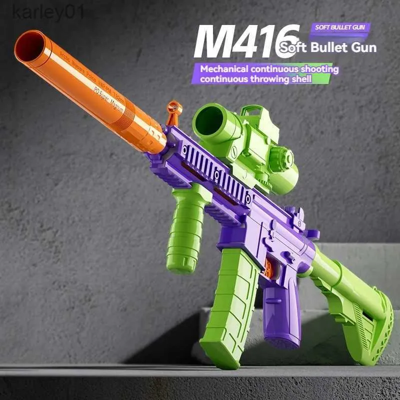 Gun Toys Blowback Gun M416 jouet pistolet balle molle coquille lancer fusil pistolet à air lanceur manuel tir jouet pour adultes garçons cadeaux d'anniversaire yq240314