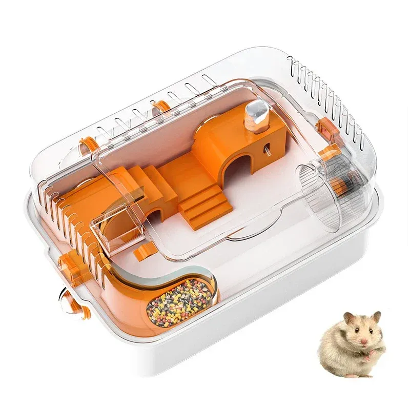 Gaiolas grande conjunto de gaiola de hamster transparente acrílico casa de hamster esconderijo panorâmico coelho rato cobaia gaiola pequenos animais caixa de criação