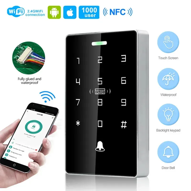 Tuyawifi Controle Remoto Acesso Teclado Door Lock Opener Manger RFID WG26 CARD READER 240228