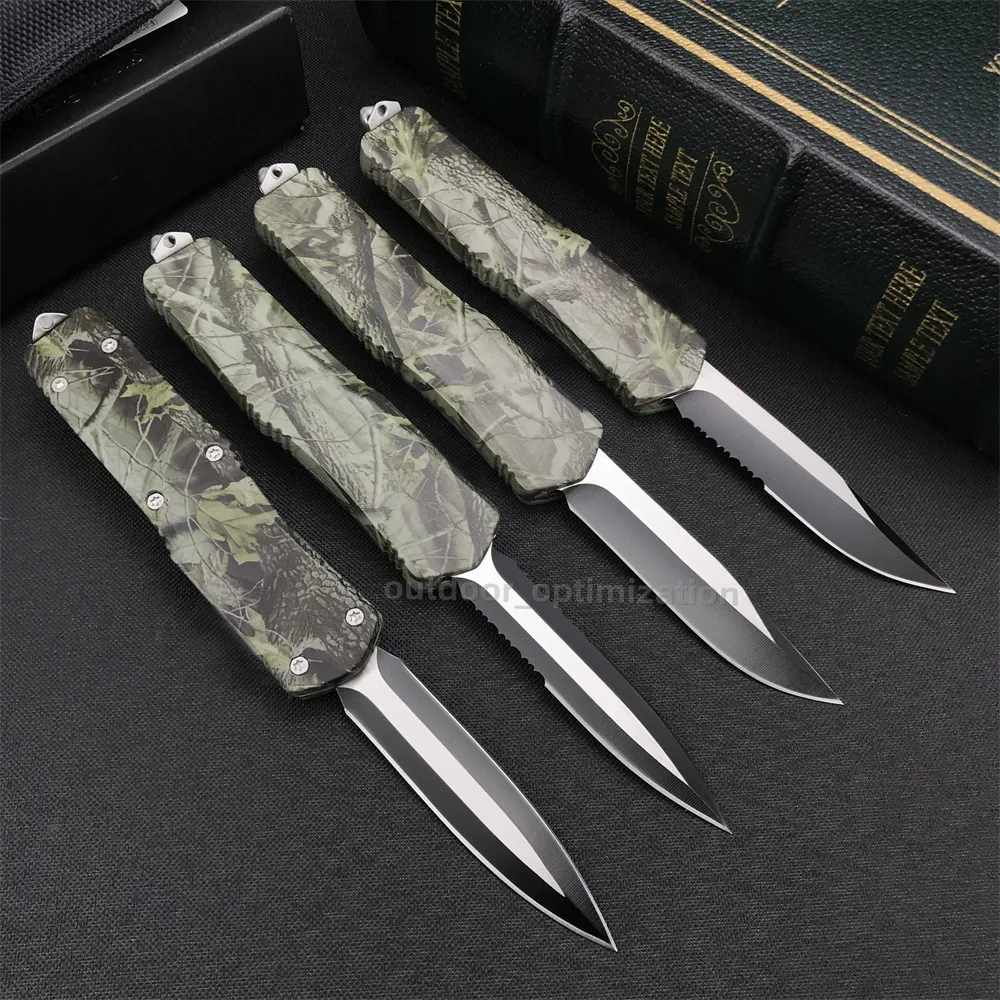 4 modèles Micro A07 couteau automatique 440C lame camouflage poignées en alliage de zinc en plein air chasse automatique tactique auto-défense outils à main couteaux UT85 C07 BM 3300