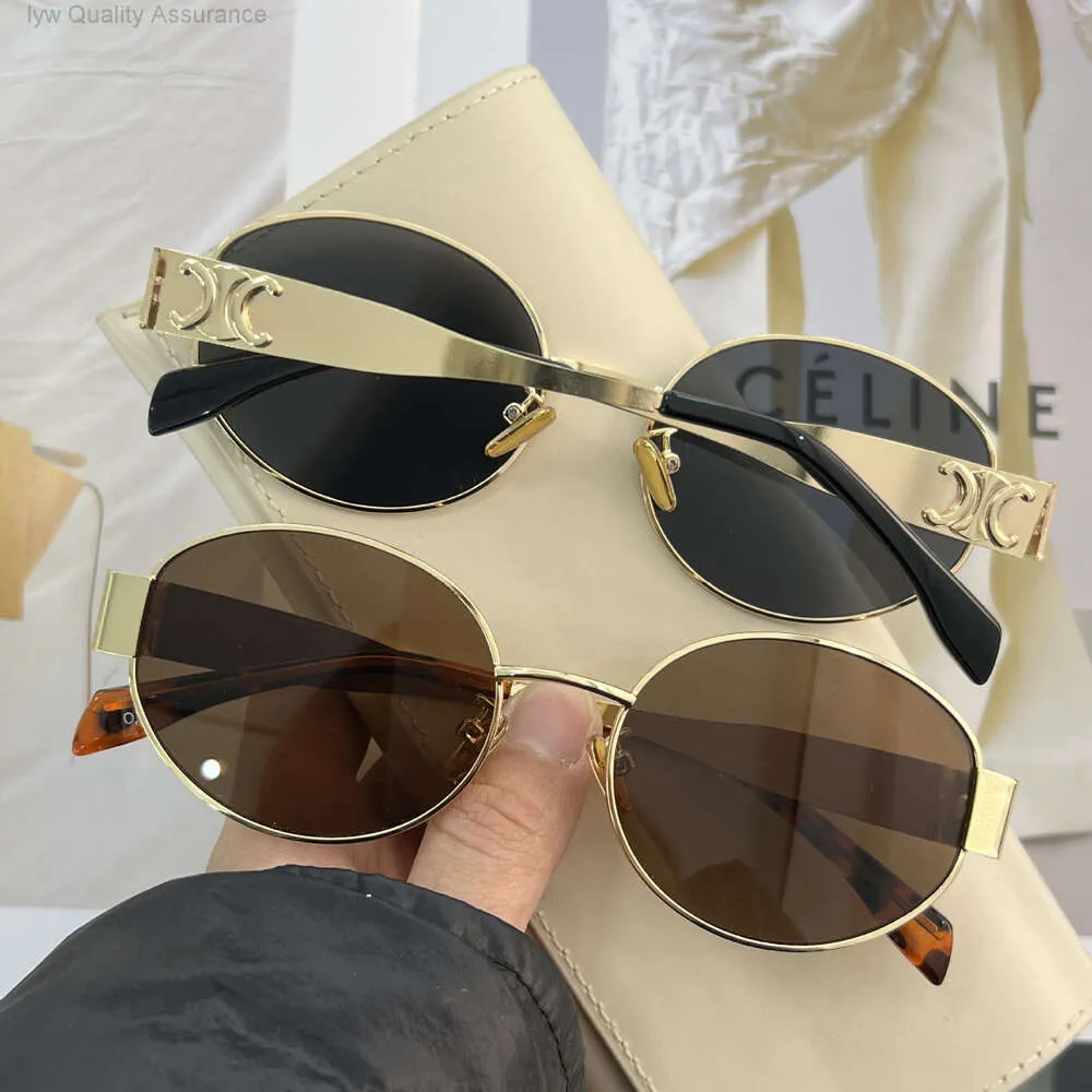 Designer Cline zonnebril Lisas dezelfde triomfboog zonnebril dames Amerikaanse mode ovale metalen zonnebril herenmode 2023 nieuw
