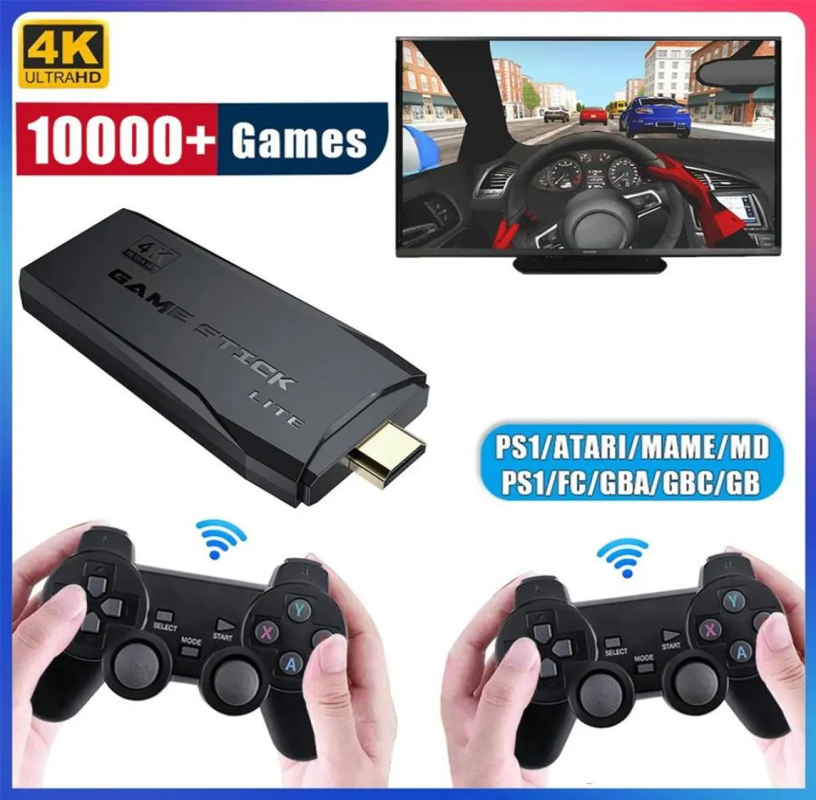 Portable Game Players Double Wireless Controller Video Console 24G Stick 4K 10000 games 64GB 32GB Retro For PS1GBA boy gift 22109667274