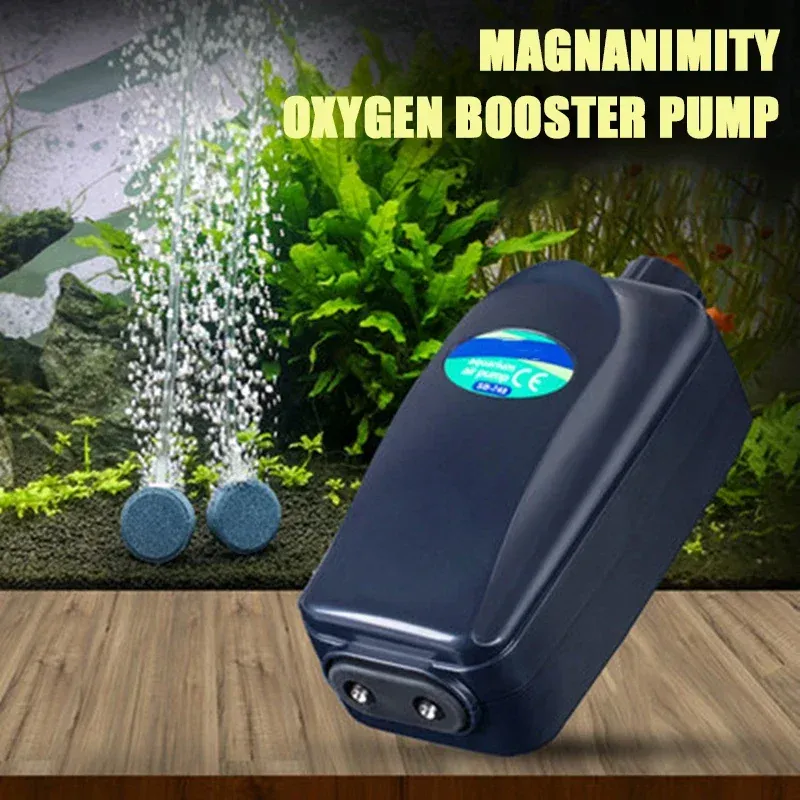 Tillbehör Silent Aquarium Oxygenation Pump Air Pump Fish Tank Justerbar luftvolym Hög effekt Syresättar Luftkompressor Aerator 220V 12W
