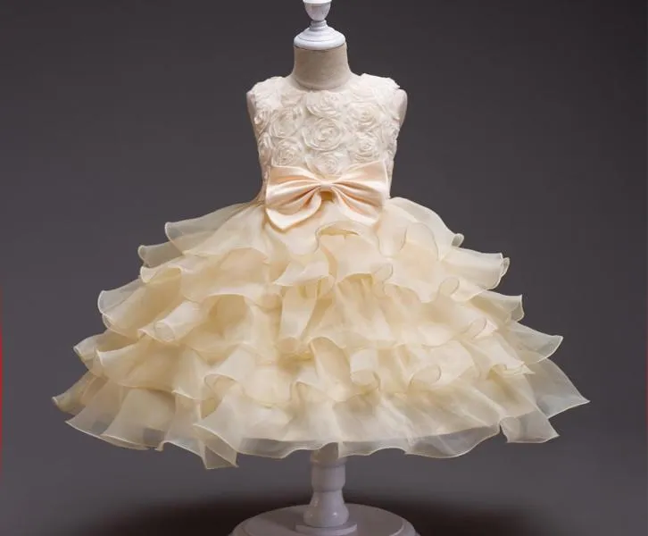 Summer Rose Flower Dress for Girls Dresses Children Ball Gown Clothing Princess Wedding Party Dress Kids Clothes3217830