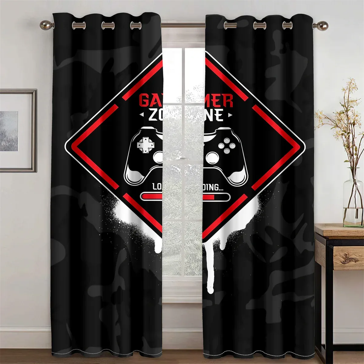 Curtains 2023 Creative Gamer Curtains for Boys Bedroom Gaming Room Decor Window Curtains Playing Video Game Window Drapes 2panels