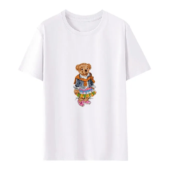 2024 여자 새로운 티셔츠, 디자이너 폴로 셔츠, 여자의 새로운 프린트 티셔츠, 100% 고품질 면화 여름 마모