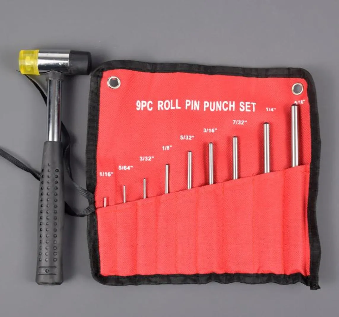 Tactical AR15 9Pcs Round Punch Set Punch Removal Tool Kit Gunsmiths Jewelry Repair DoubleFaced Soft Rubber Mallet Hammer9241821