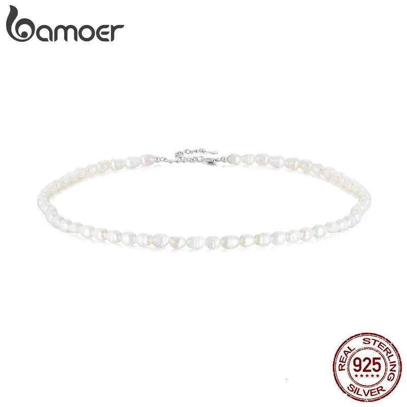 Collier de perles naturelles en argent sterling 925, chaîne de cou de perles d'eau douce irrégulières pour femmes, bijoux fins élégants BSN272 240301