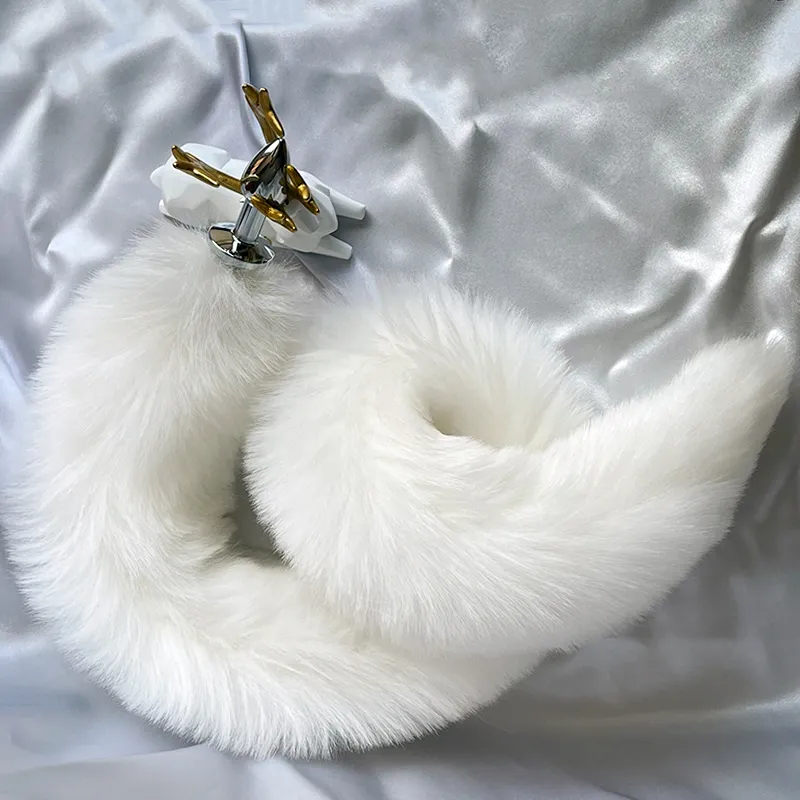 120cm/47.2 Real White Fox Fur Tail Plug Anal Plug... From Fashionalcharm,  $52.27
