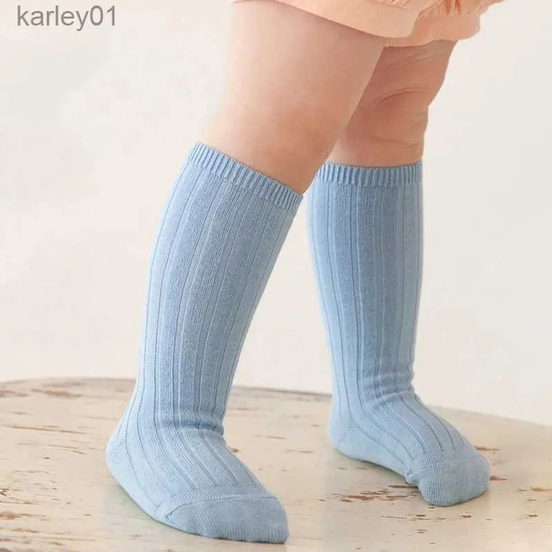 Kids Socks 13 Colors Boys And Girls Cotton Socks Casual Ribbed Knee High Baby Long Tube Socks Bootes Socks Children Leg Warmers Socken yq240314