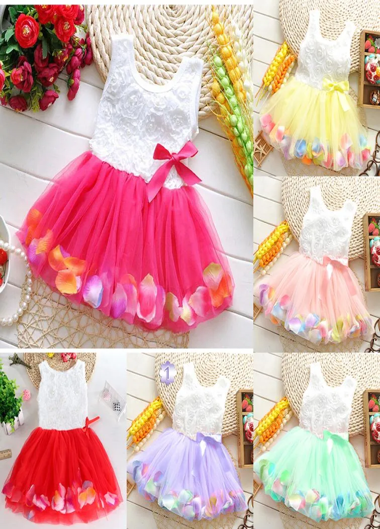 Babies Princess Girls Flower Dress 3D Rose Flower Baby Girl Tutu Dress with Colorful Petal Lace Dress Bubble Kjol Baby Clothes M25314784