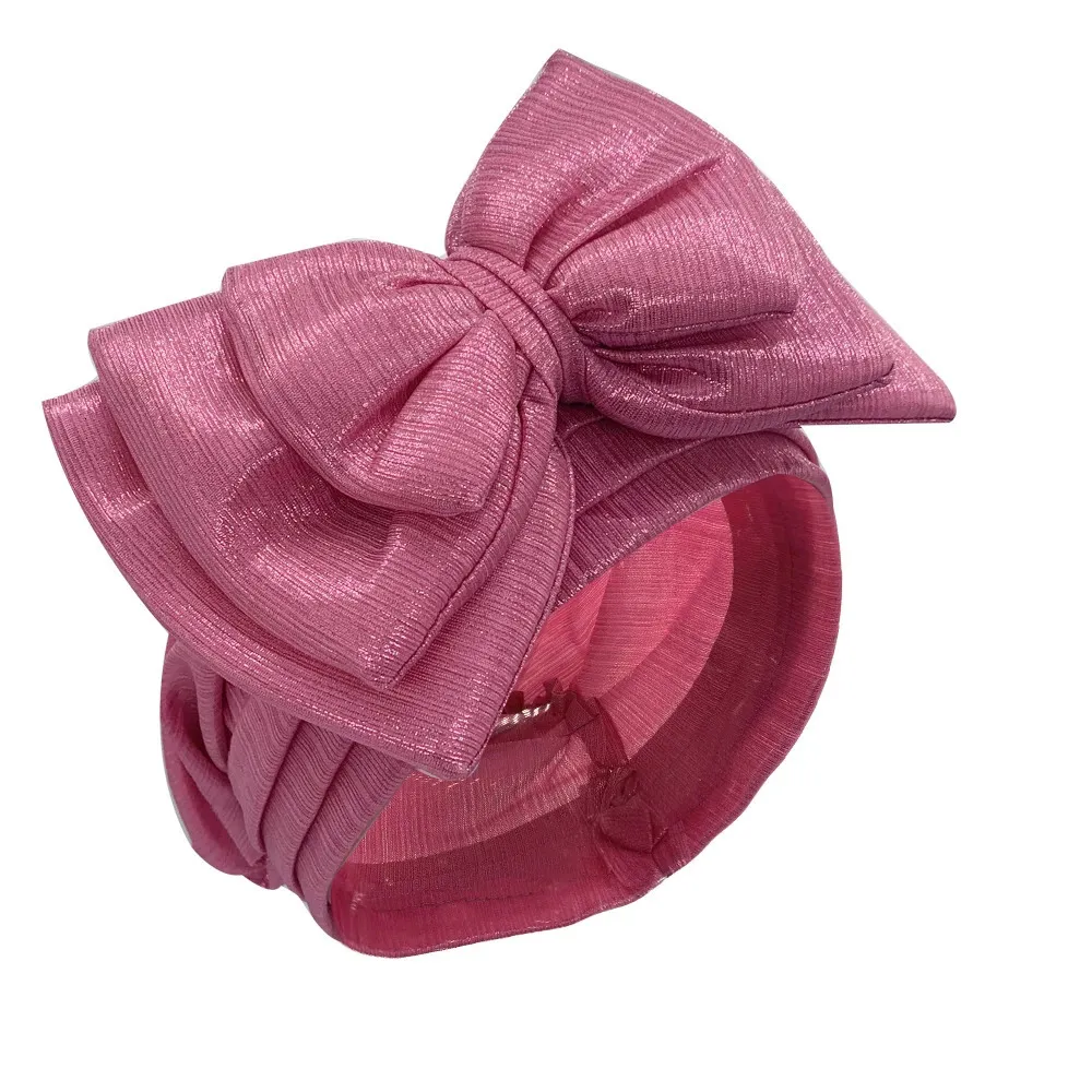 Berretto turbante dolce Bowknot per donna Lustro metallico Copricapo africano avvolgente Copricapo da festa Turbante Mujer Cappello Foulard musulmano 240301