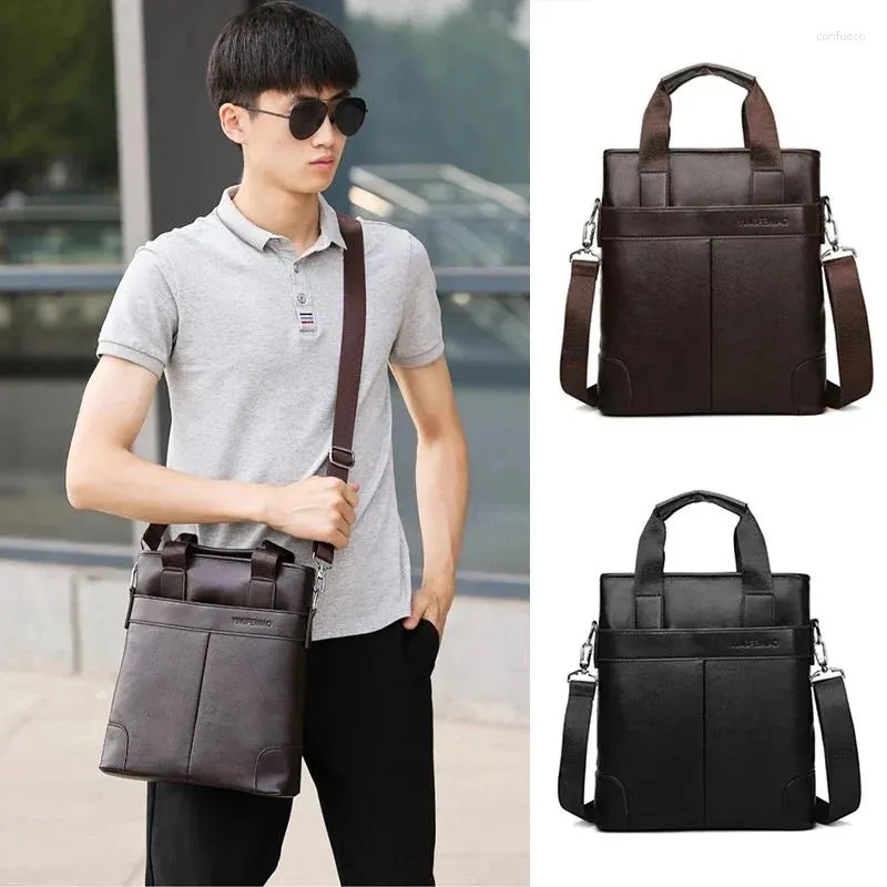 Aktentaschen Herrenhandtasche Aktentasche PU-Leder Executive Document Office Schultertasche Business Messenger Split Crossbody Side Designer Bag