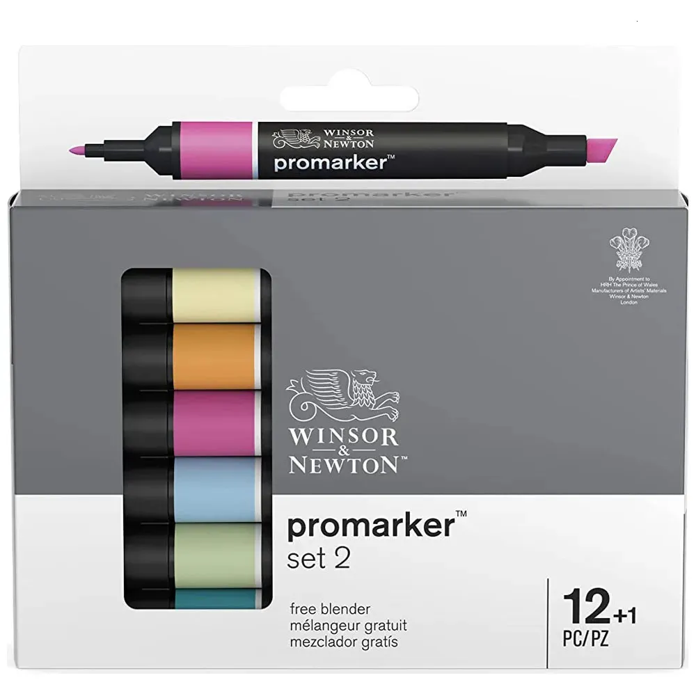 Winsor Ton Professional Promarker PEN 612 Colors Doubsideround Toe 및 Oblique Drawing Design Marker 240228