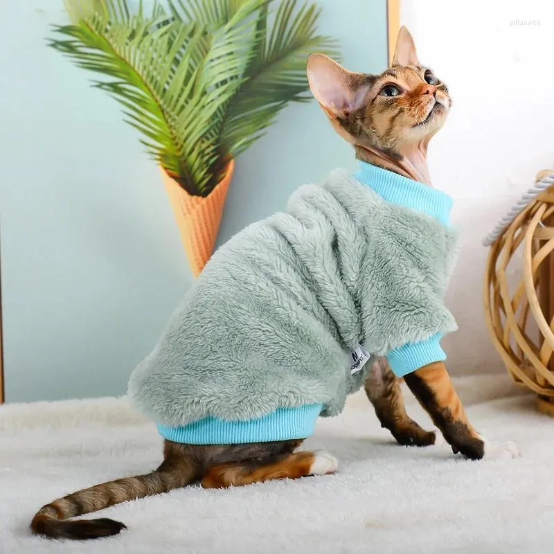 Cat Costumes Turtleneck Sweater Coat Winter Warm Hairless Clothes Soft Fluff Pullover Shirt Maine-Coon Chihuahua Pet Clothing