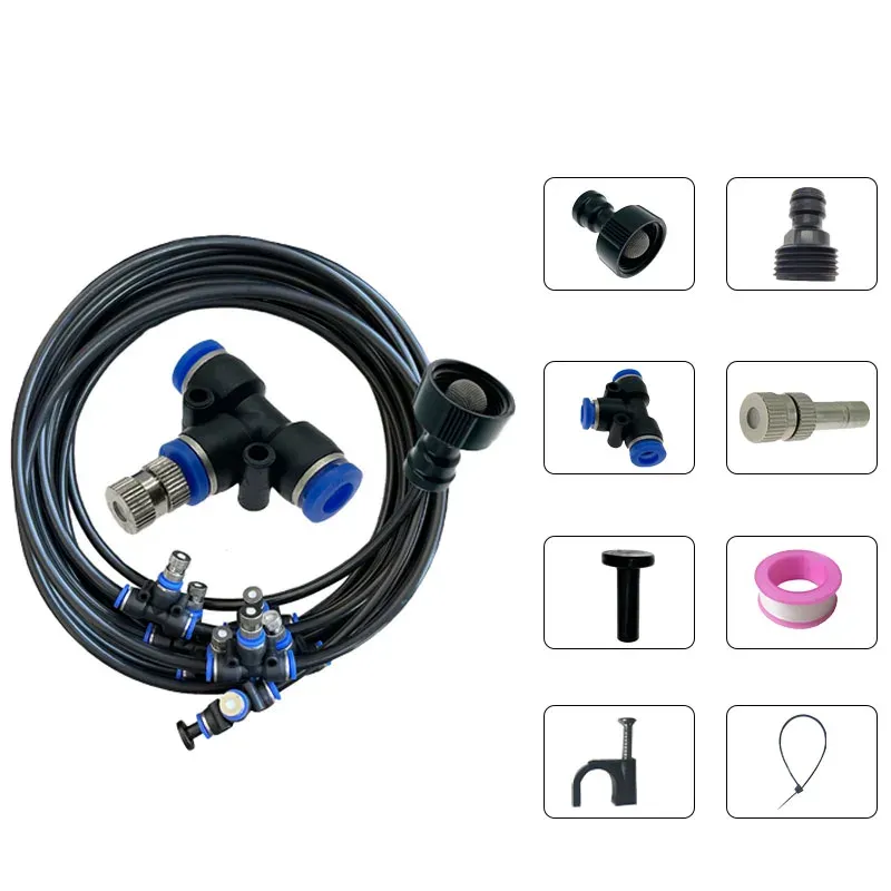 Sprayers DIY 10M15M//20M Quick Pushing Mist Sprayer Nozzle System For Outside Patio Fan Porch Umbrella Deck Swimming Pool Garden