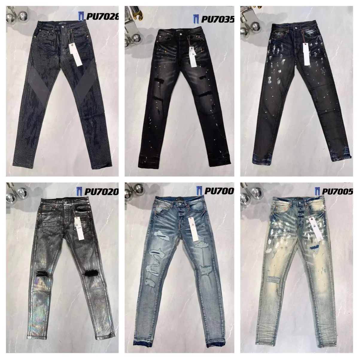 Calças de brim roxas para homem calças jeans roxas calças de brim roxas dos homens tendências angustiado preto rasgado motociclista magro ajuste calças de moletom da motocicleta