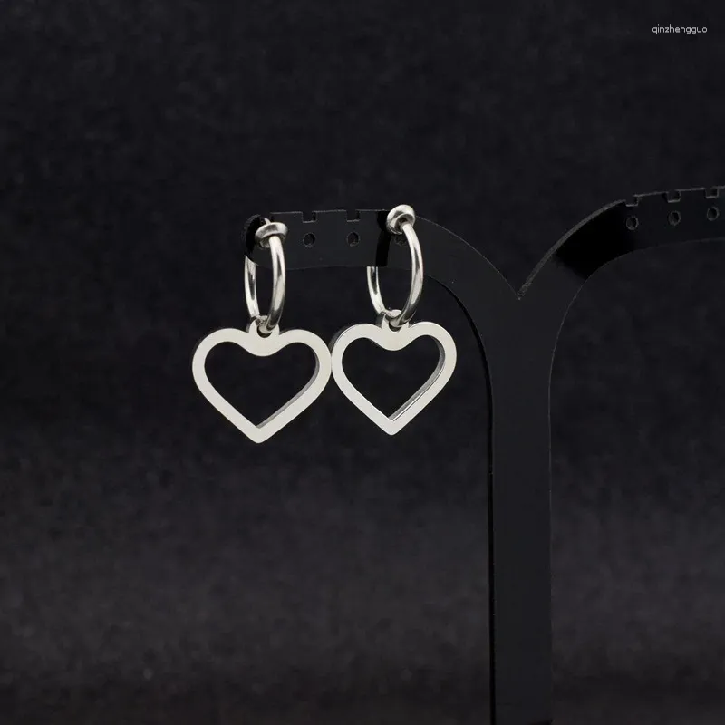 Dangle Oorbellen Mode Roestvrij Staal Halve Maan Stud Liefde Hart Hanger Oorclip Voor Vrouwen Meisjes Sieraden Kerstfeest Geschenken